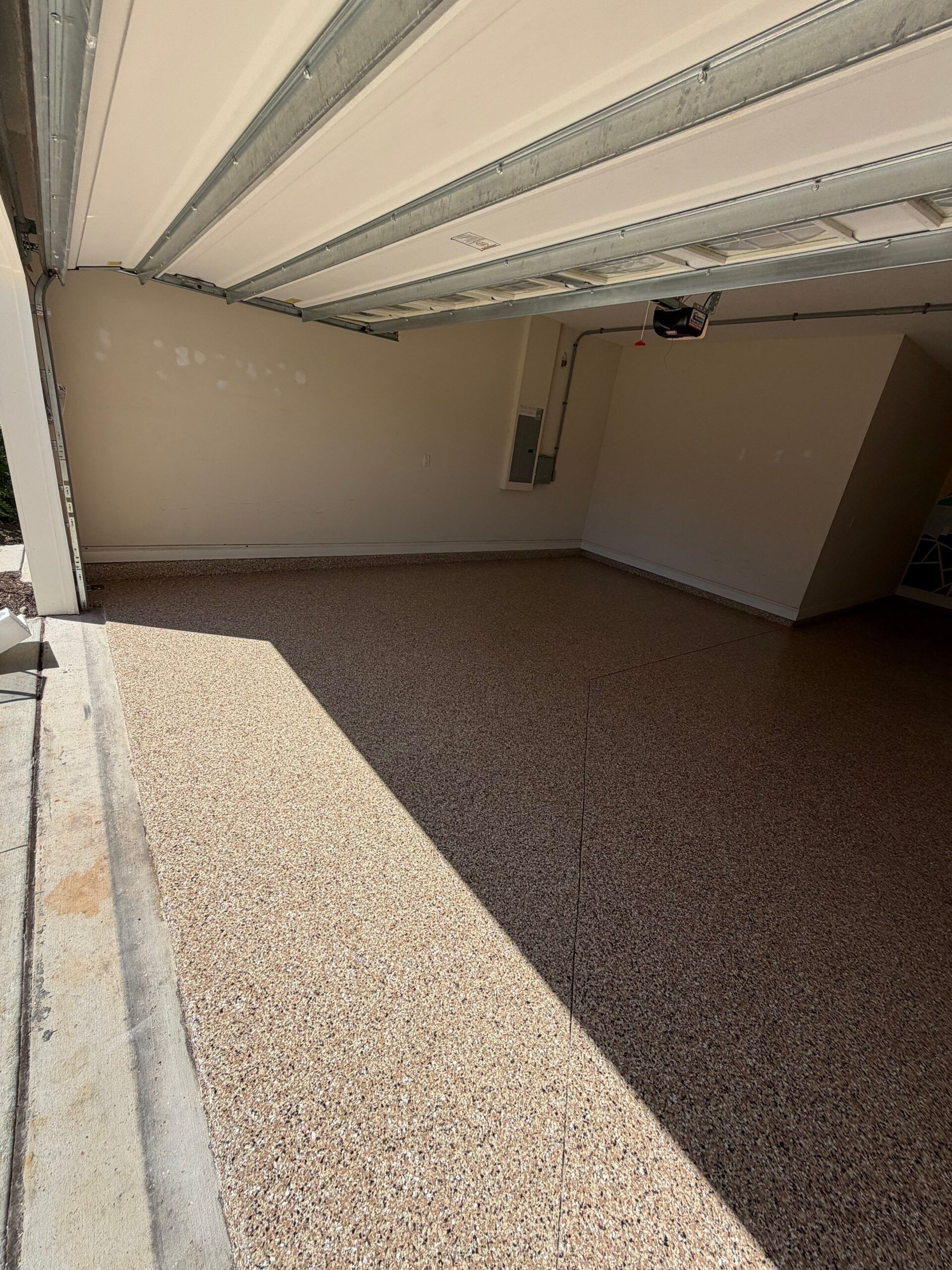 New construction garage floor with flake polyurea coating, Nocatee FL