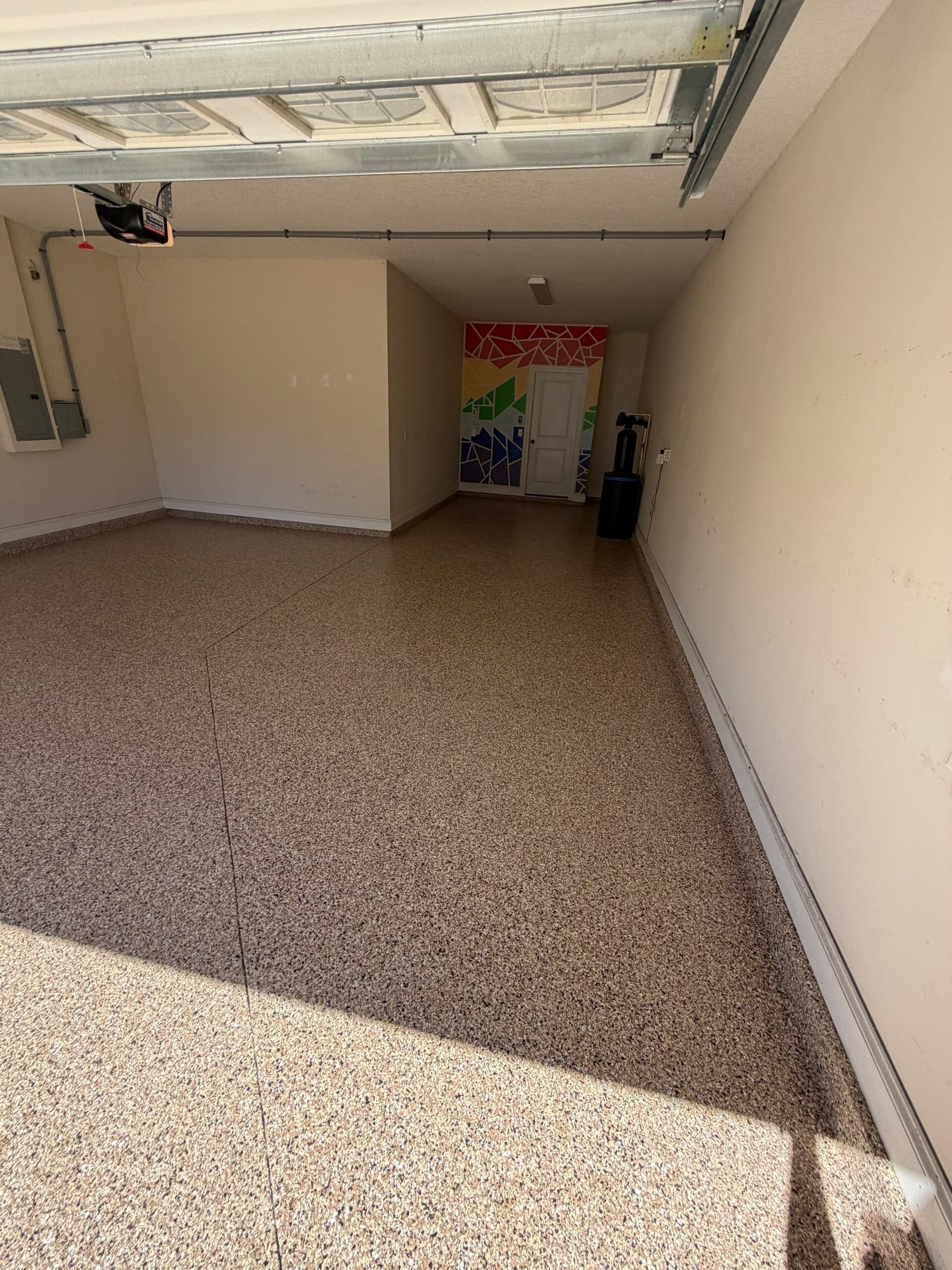 Coated garage floor with full flake broadcast, Nocatee FL